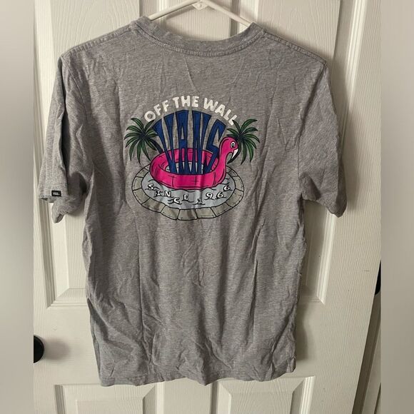 Vans Pool Party Flamingo Short Sleeve Gray Tee Shirt Youth XL (14+) - Picture 1 of 4